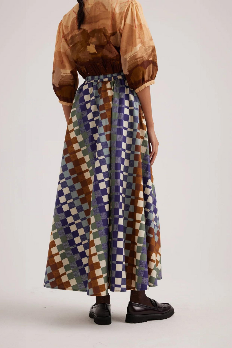 Circle Skirt-Checkers satin by CORD for women Worldwide