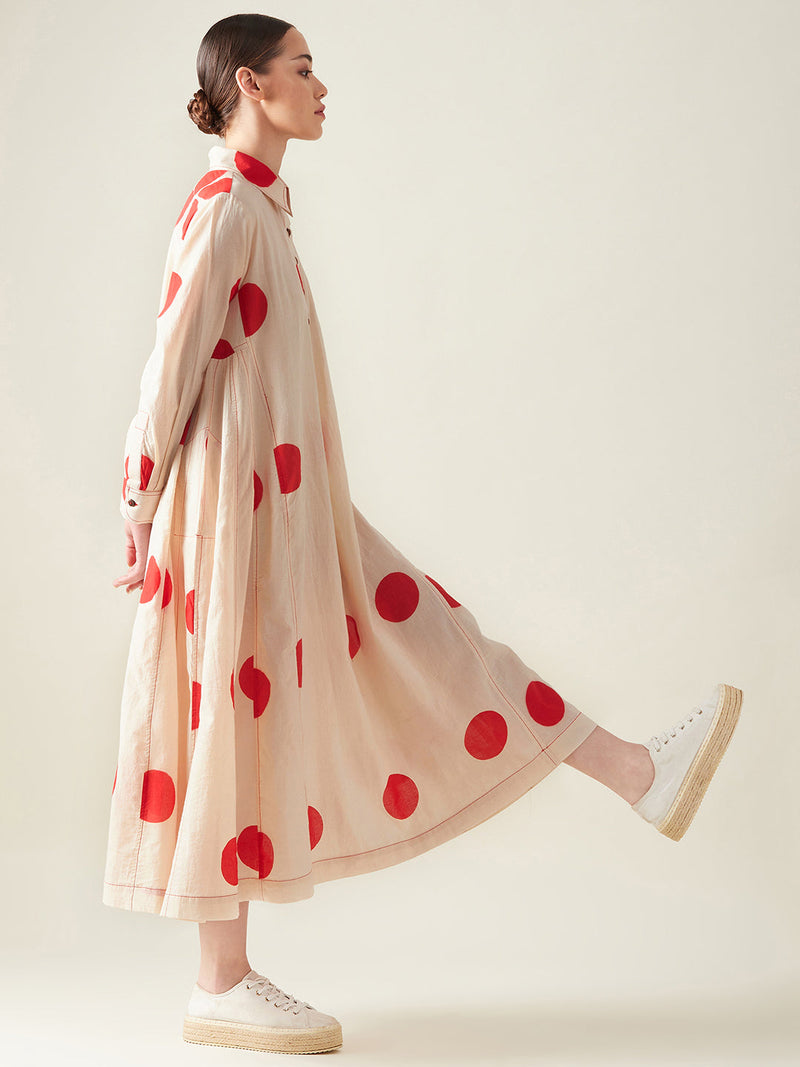 Polka Dress cotton Artisan made - Block Printed by Aavidi for women Worldwide