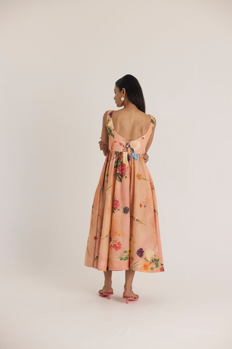 BUTTERCUP DRESS cotton by Yam in peach color for women Worldwide