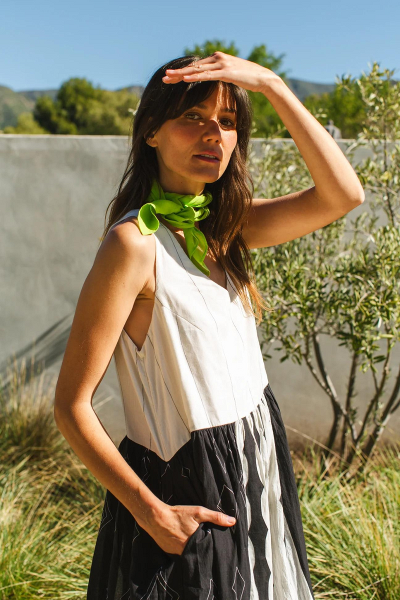 Joan Dress-Black and White 100% cotton by World of Crow in black color for women Worldwide