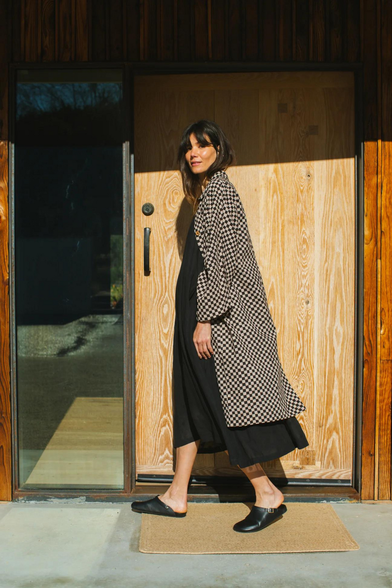 Lightweight Checkered Duster Jacket 100% cotton by World of Crow for women Worldwide