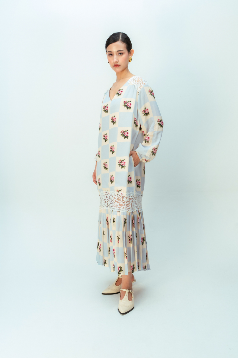 MOONLIT GROVE DRESS crepe dress by Ode to Odd in blue for women Worldwide