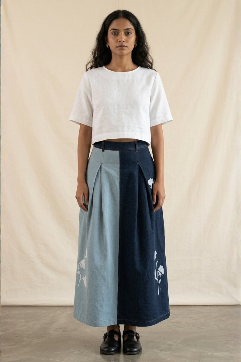 Judy Denim Panelled Skirt denim skirt by Doodlage in blue for women Worldwide