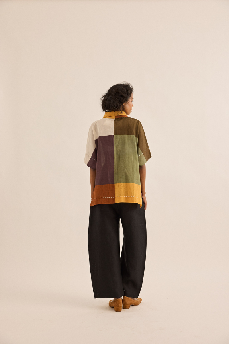 Kohl Pants linen pant/trouser by Khara Kapas in black for women Worldwide