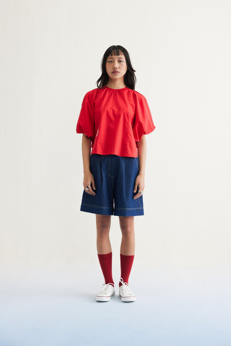 Ocean Air Organic Cotton Top poplin by SUI in red color for women Worldwide