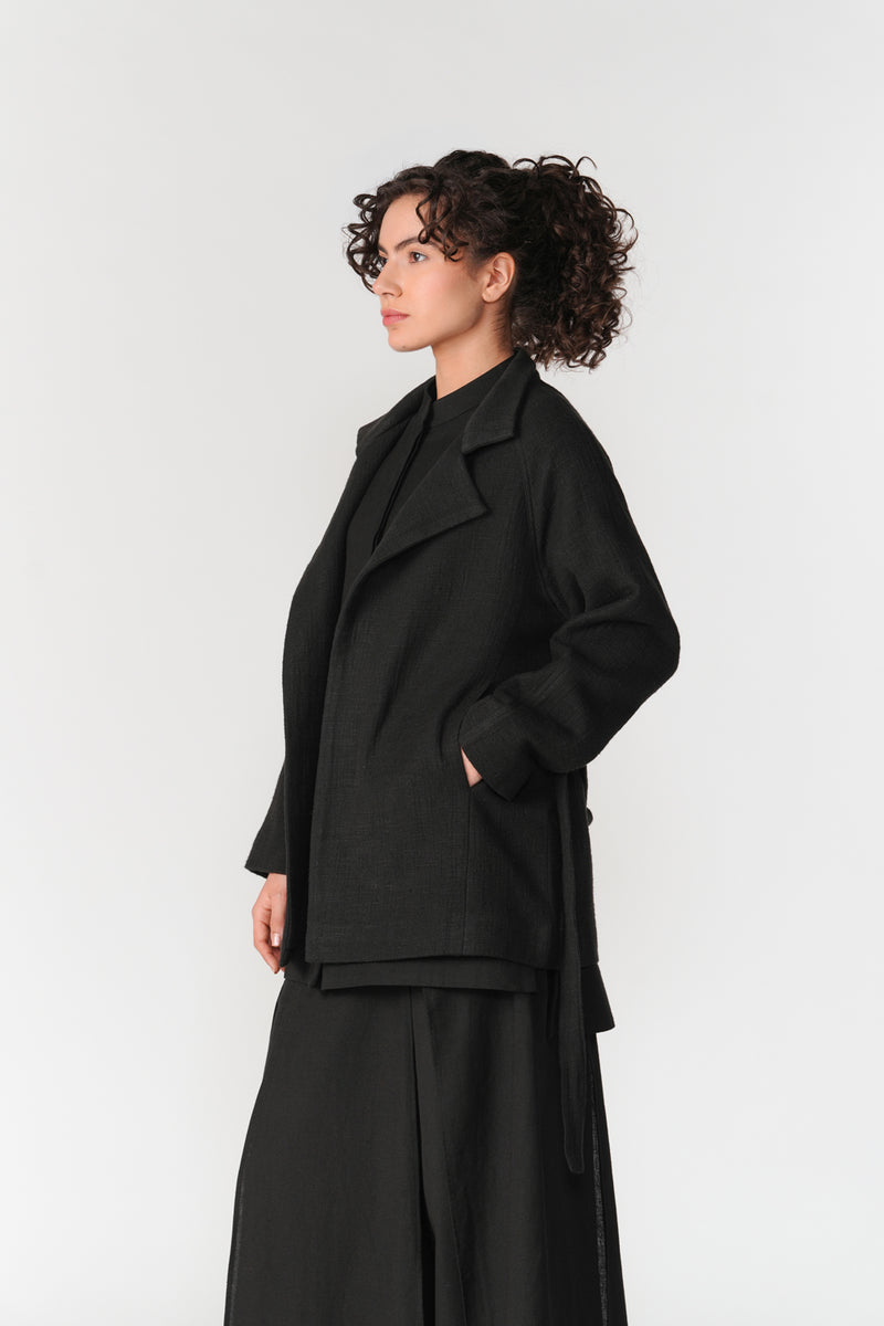 Chenille Short Overcoat jacket/overlay by Turn Black in black for women Worldwide