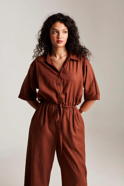 Mocha Co-Linen Boilersuit