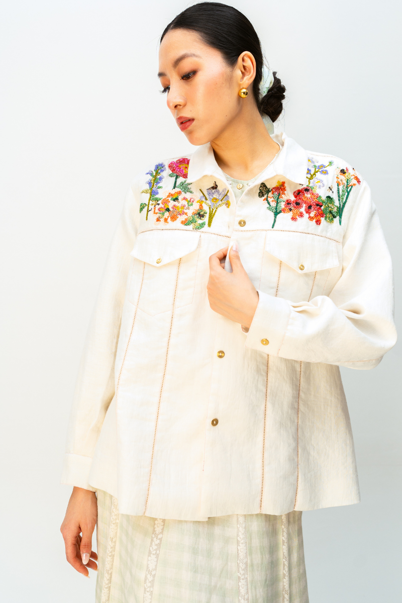 LUSH MEMORY JACKET linen jacket/overlay by Ode to Odd in off white for women Worldwide