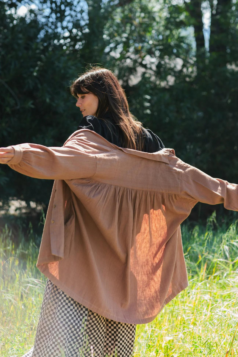Artist Smock - Original 100% cotton by World of Crow in beige color for women Worldwide