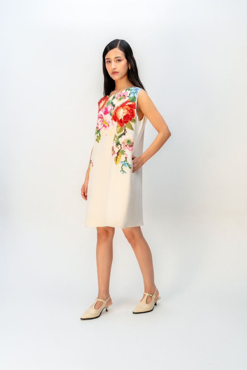 ROSEGARDEN DRESS crepe dress by Ode to Odd in off white for women Worldwide