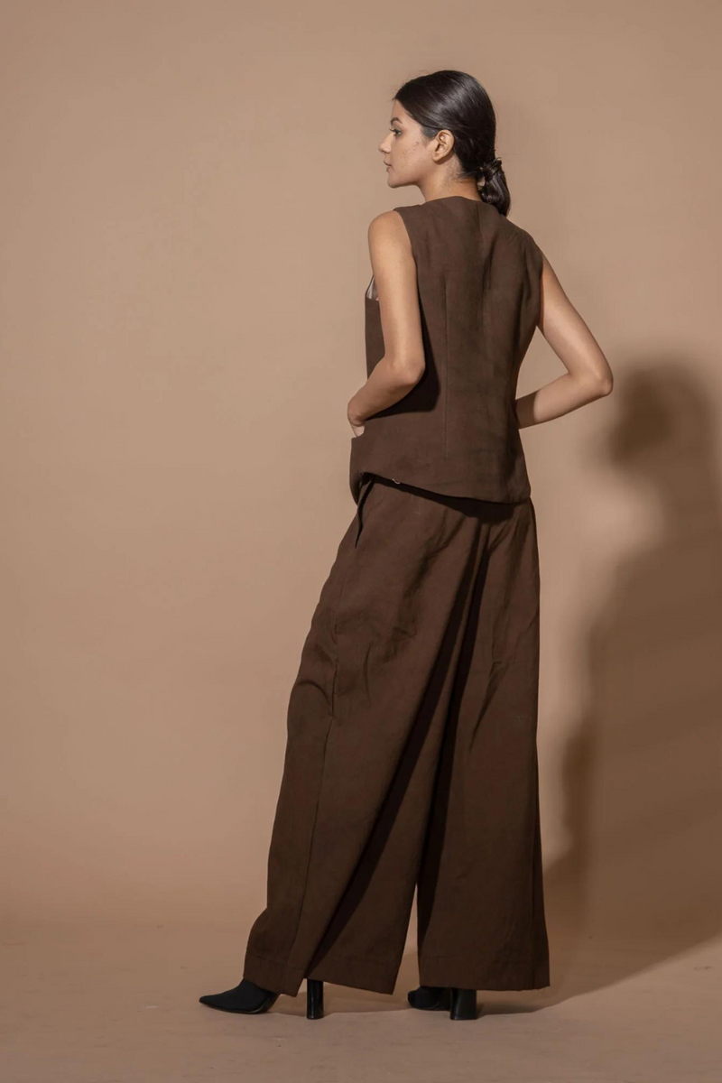 Thyme Waistcoat 100% cotton matty jackets and overlays by Stoique in brown for women Worldwide