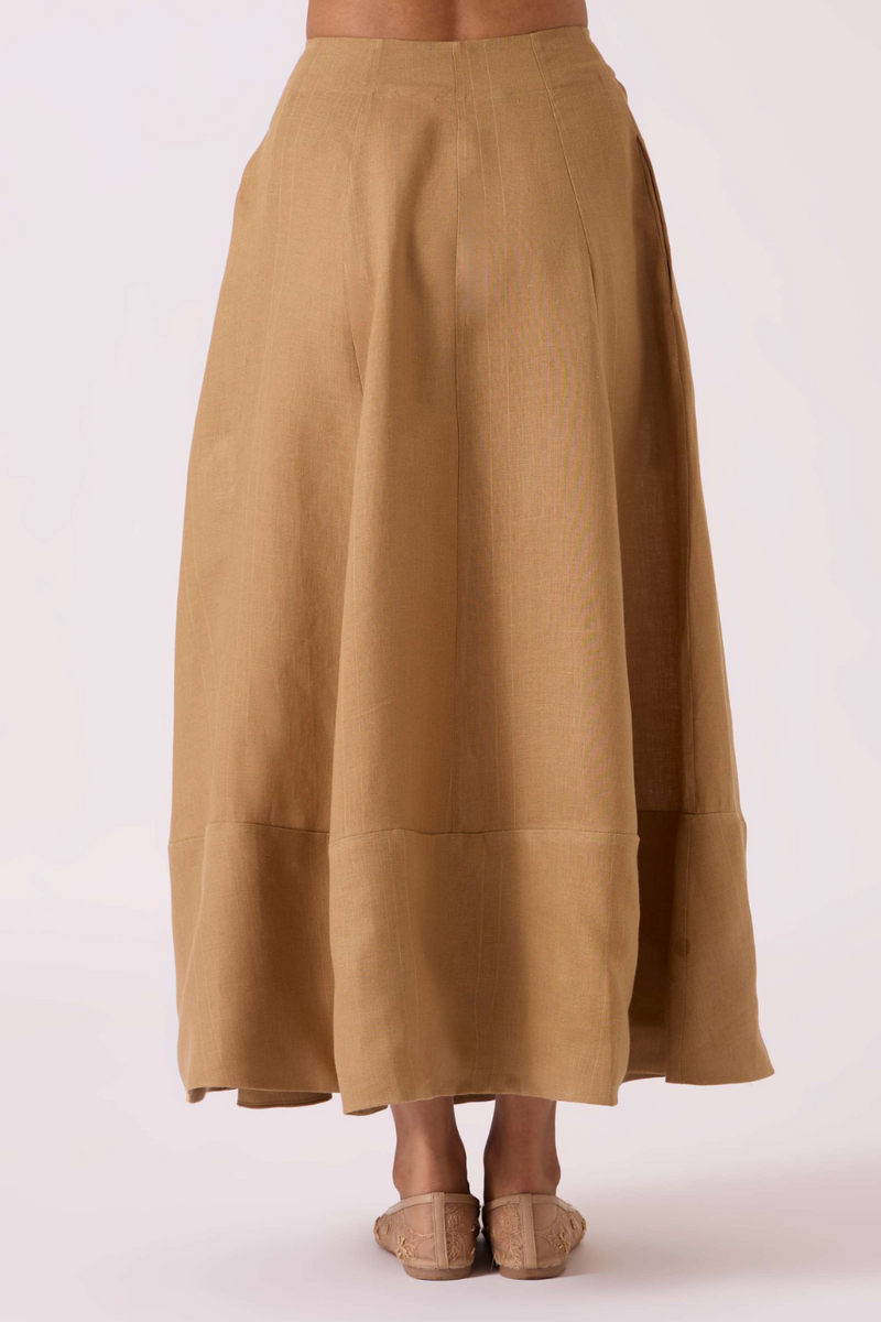 Marner Tan Linen Skirt by The Summer House for women Worldwide