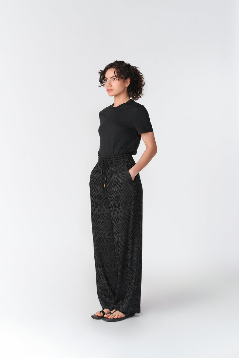 Jacquard Trousers pant/trouser by Turn Black in black for women Worldwide