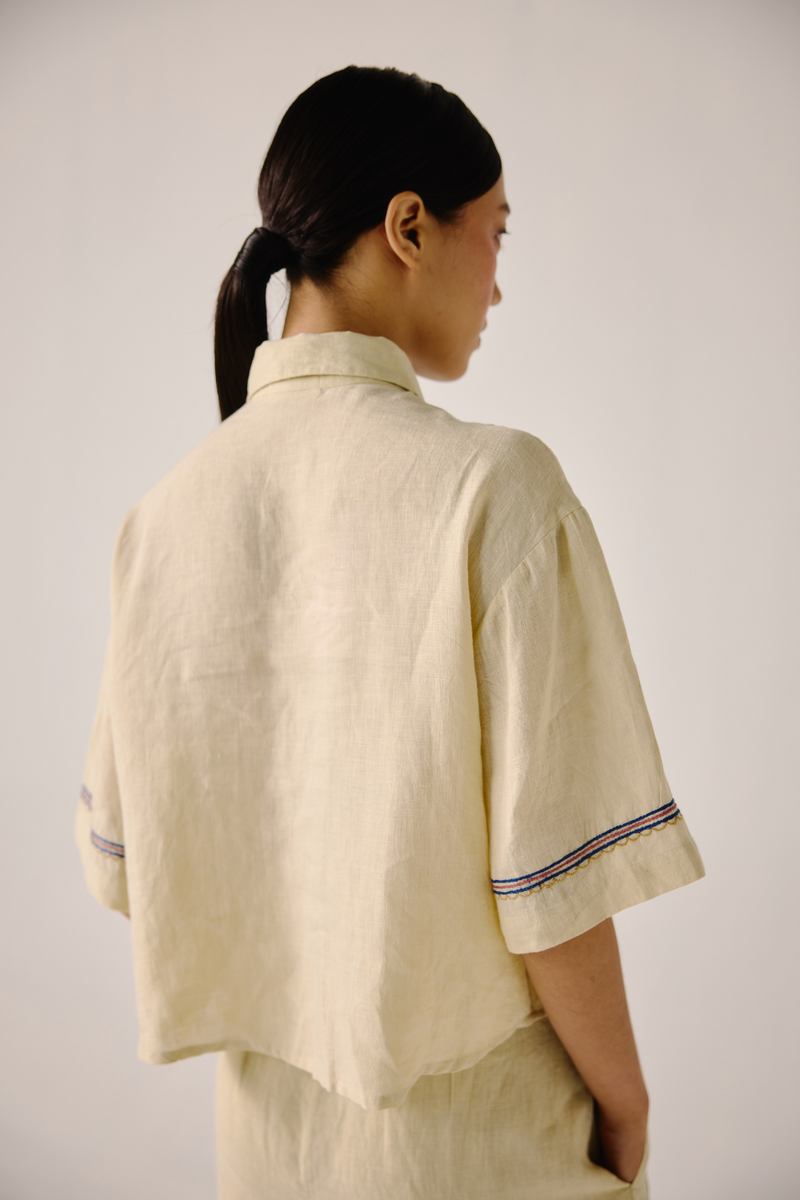 Ava Shirt - Ivory Cross Stitch Emb by CORD in ivory for women Worldwide