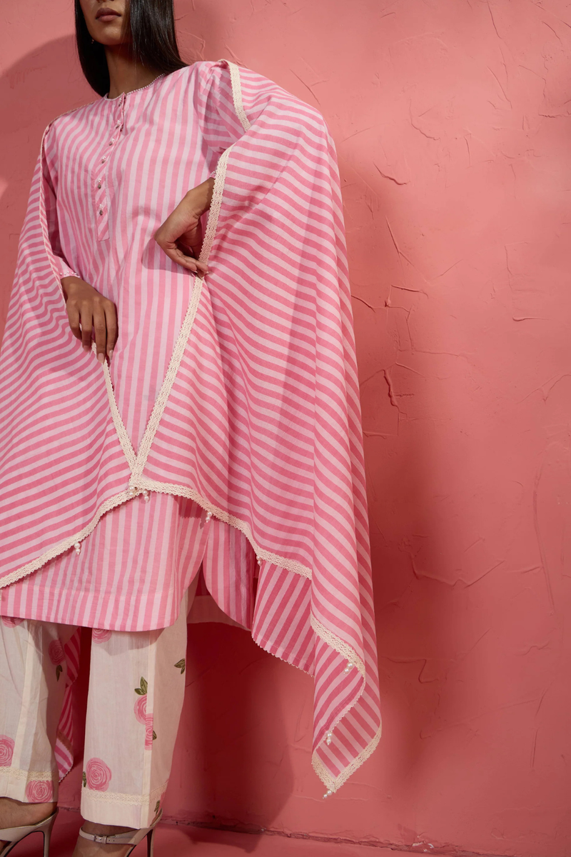 Stripe Dupatta cotton cambric dupatta by AAVIDI for women Worldwide