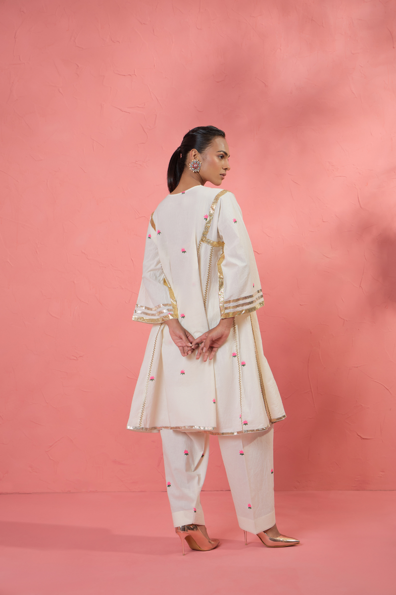 Lotus Blush Set cotton cambric light kurta set by AAVIDI in multicolor for women Worldwide