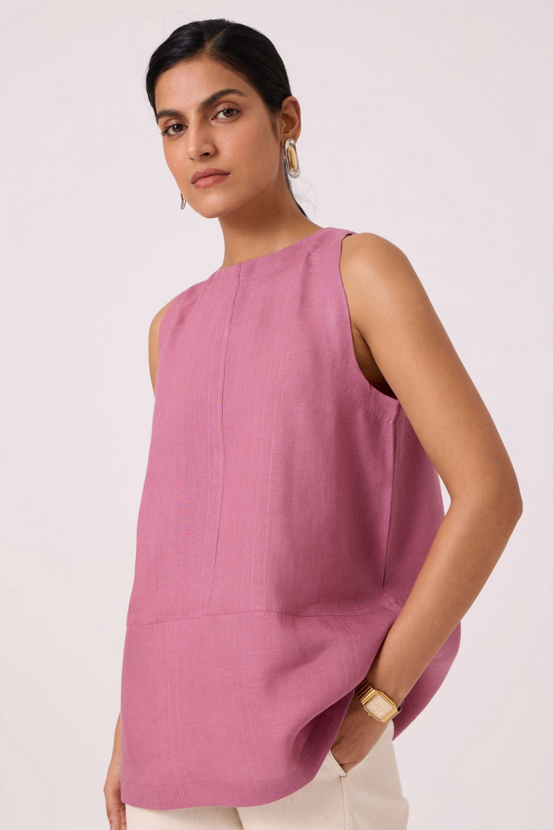 Eyre Lilac Linen Top by The Summer House in mauve color for women Worldwide