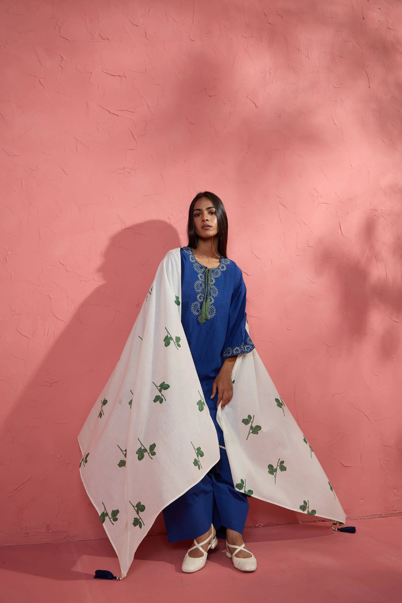Leaf Dupatta cotton cambric dupatta by AAVIDI for women Worldwide