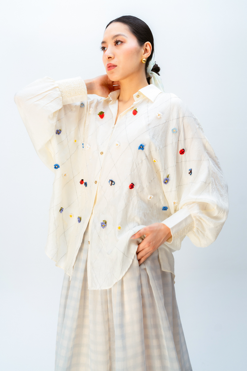 DREAMCORE SHIRT silk top/shirt by Ode to Odd in off white for women Worldwide