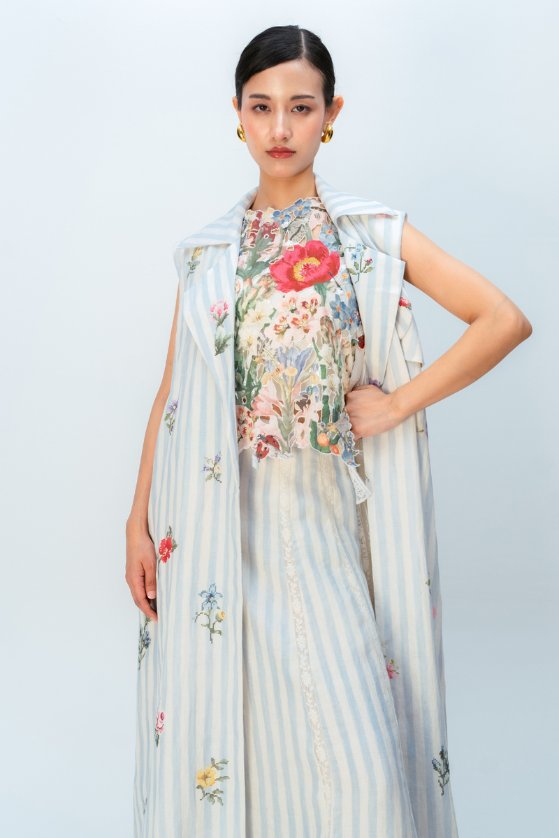 Sugar Veil Trench linen jacket/overlay by Ode to Odd in blue for women Worldwide