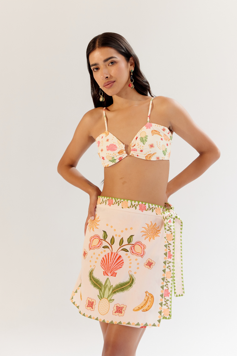 Wrap Me Round Skirt - Seashell (Ecru) satin by NOIB for women Worldwide