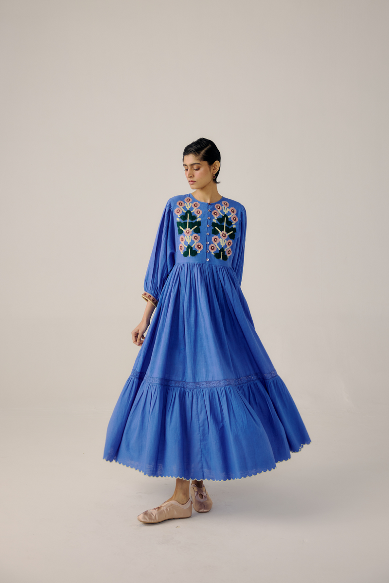 Peasant Dress - Electric Blue by CORD in blue for women Worldwide