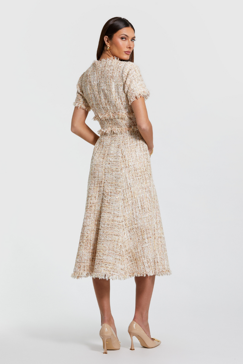 21045-Aline Midi Dress-Blush by Mac Duggal in blush color for women Worldwide