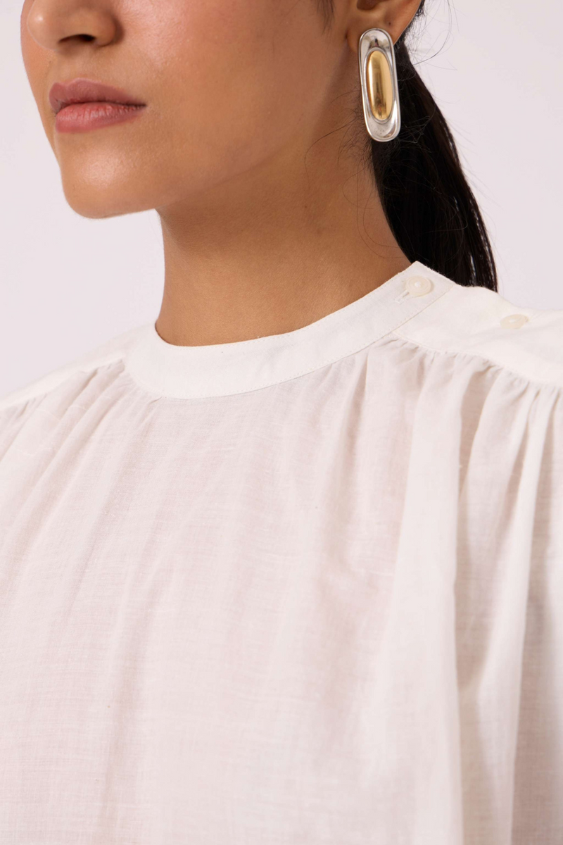 Garcia Handwoven Embroidered Top cotton by The Summer House in white color for women Worldwide