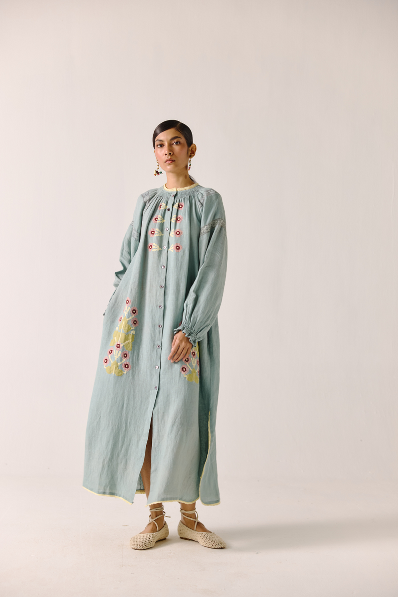Chloe Dress - Pale Blue Pixel Applique by CORD in blue for women Worldwide