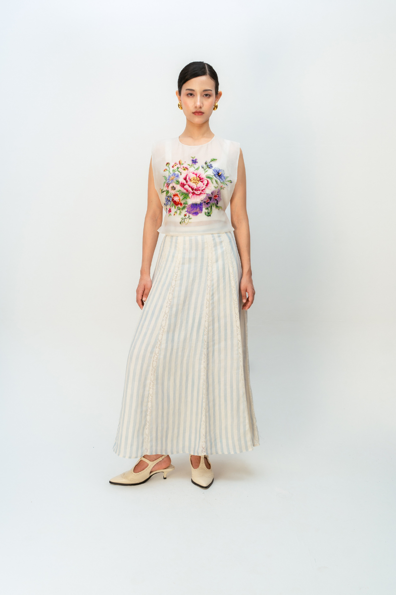 VANILLA BLOOM BIB silk organza jacket/overlay by Ode to Odd in off white for women Worldwide