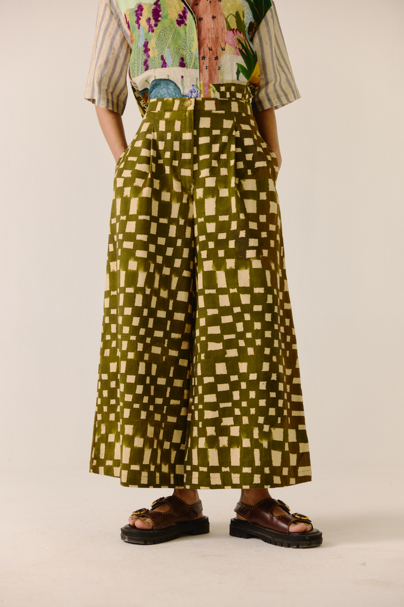 Wide Leg Pant - Alice Olive Checks twill by CORD for women Worldwide