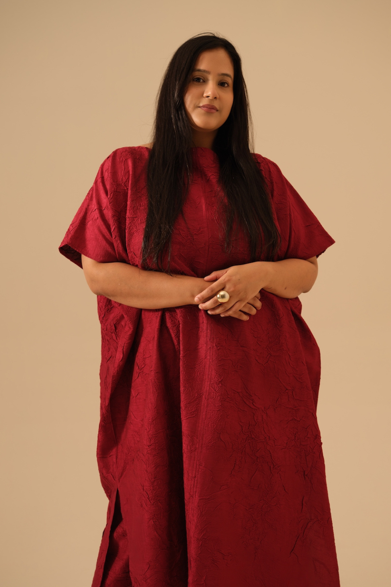 Brook Tunic-(Rev/Br/Tu/Re) crushed silk kaftans and tunics by Stoique in blue for women Worldwide