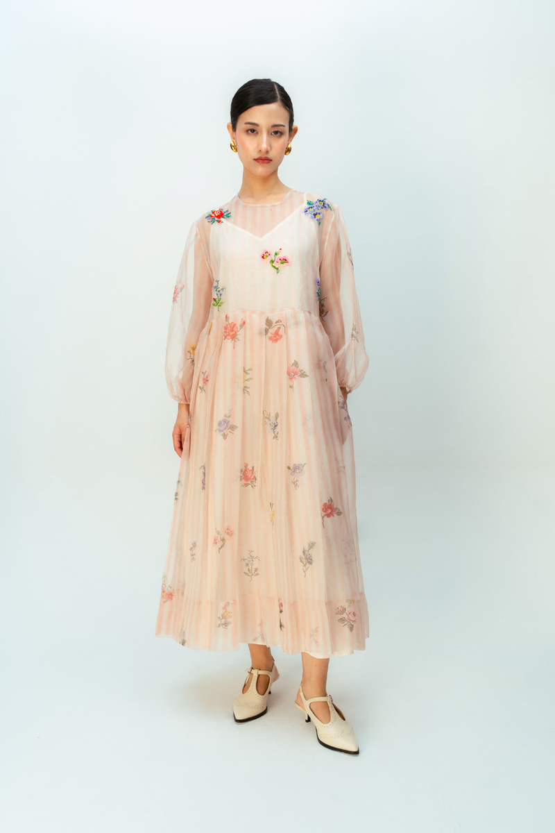 BARELY BLUSH DRESS silk organza dress by Ode to Odd in blush pink for women Worldwide