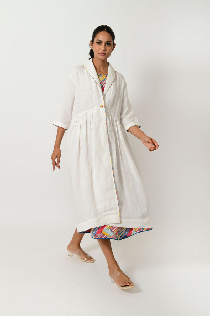 OFF WHITE LINEN JACKET cotton by Rias in white color for women Worldwide
