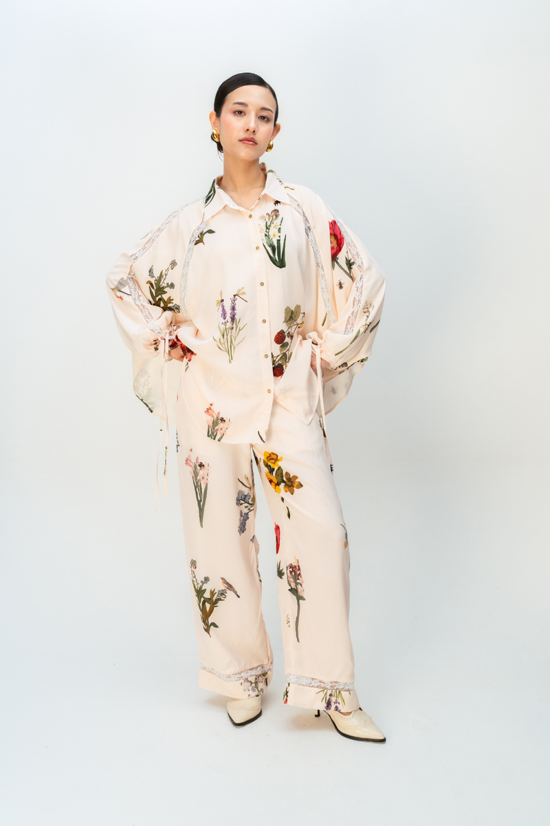 GENTLE GRACE CO-ORD SET crepe co-ord set by Ode to Odd in blush pink for women Worldwide