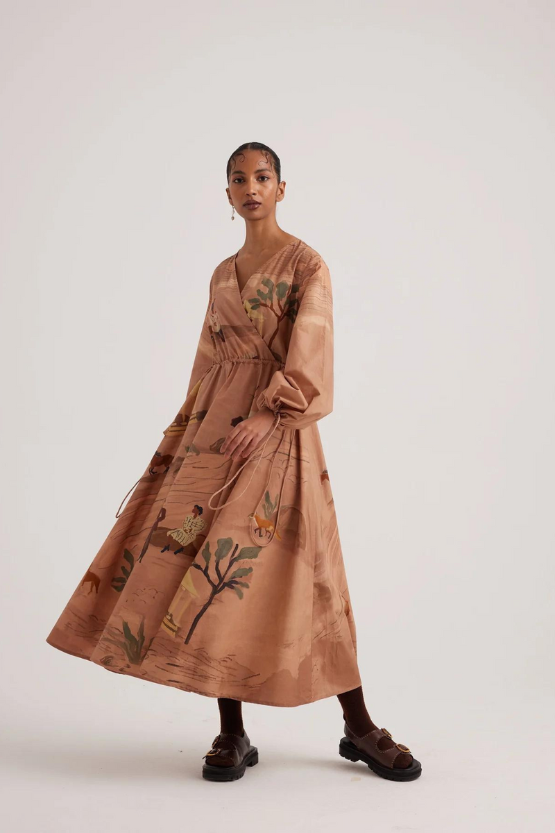 Drawstring Dress-Derby satin by CORD for women Worldwide