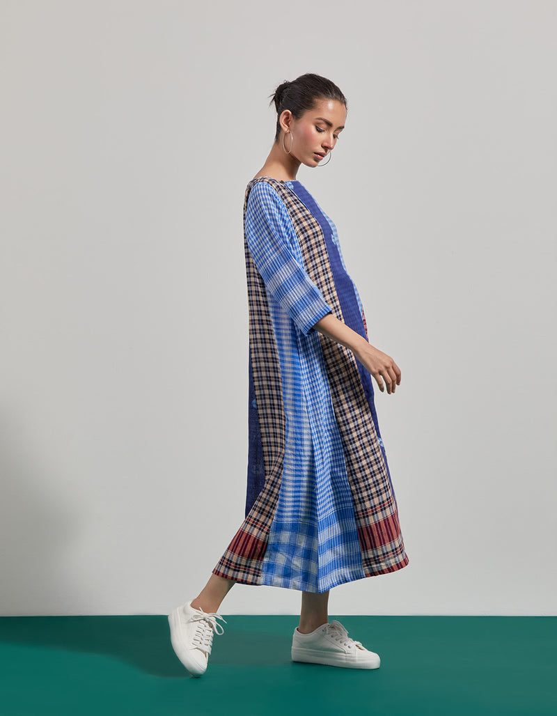 The Sarus Dress gamcha dress by 145 East in blue for women Worldwide