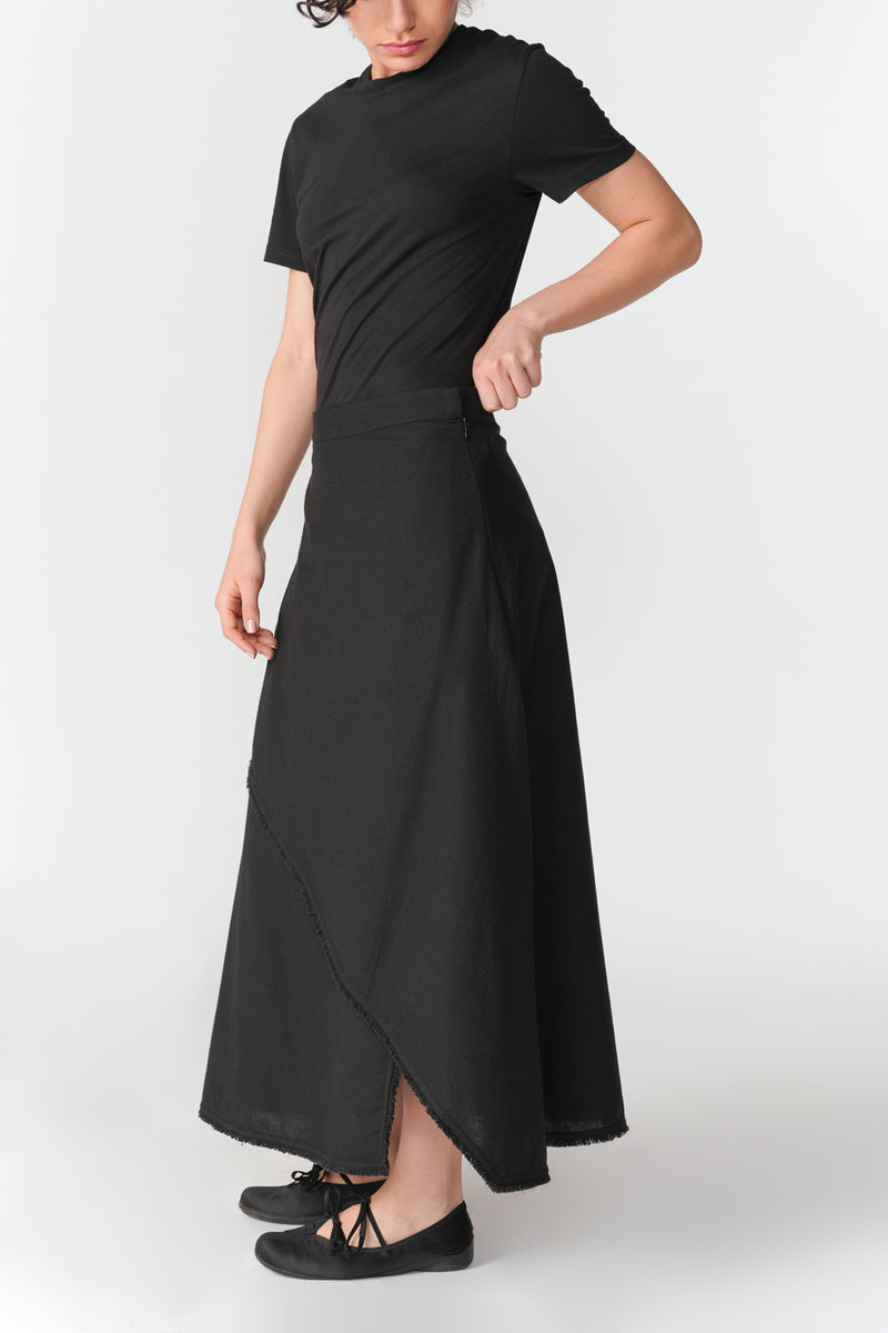 Frayed Edge Asymmetric Skirt skirt by Turn Black in black for women Worldwide