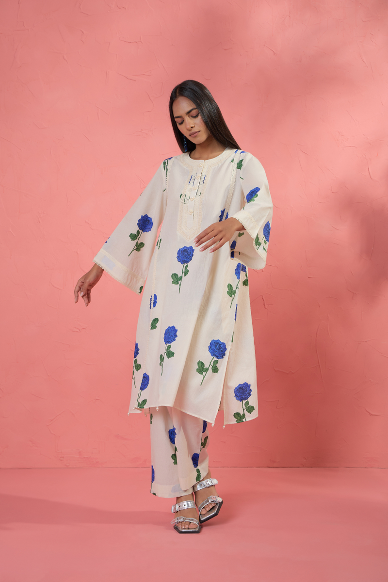 Fi Rose Set 1 cotton cambric light kurta set by AAVIDI in multicolor for women Worldwide