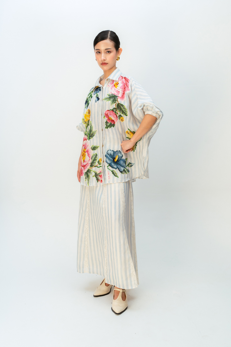PINK RHAPSODY SHIRT linen top/shirt by Ode to Odd in blue for women Worldwide