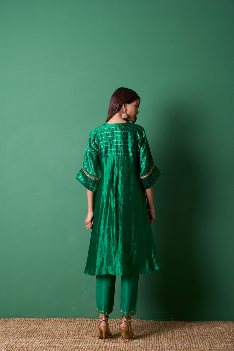 Radiance Kurta Set - Emerald with Dupatta silk by Priti Prashant for women Worldwide