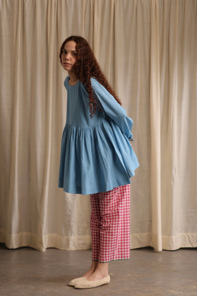 Sarah Top cotton by MASON AND MILL in blue color for women Worldwide