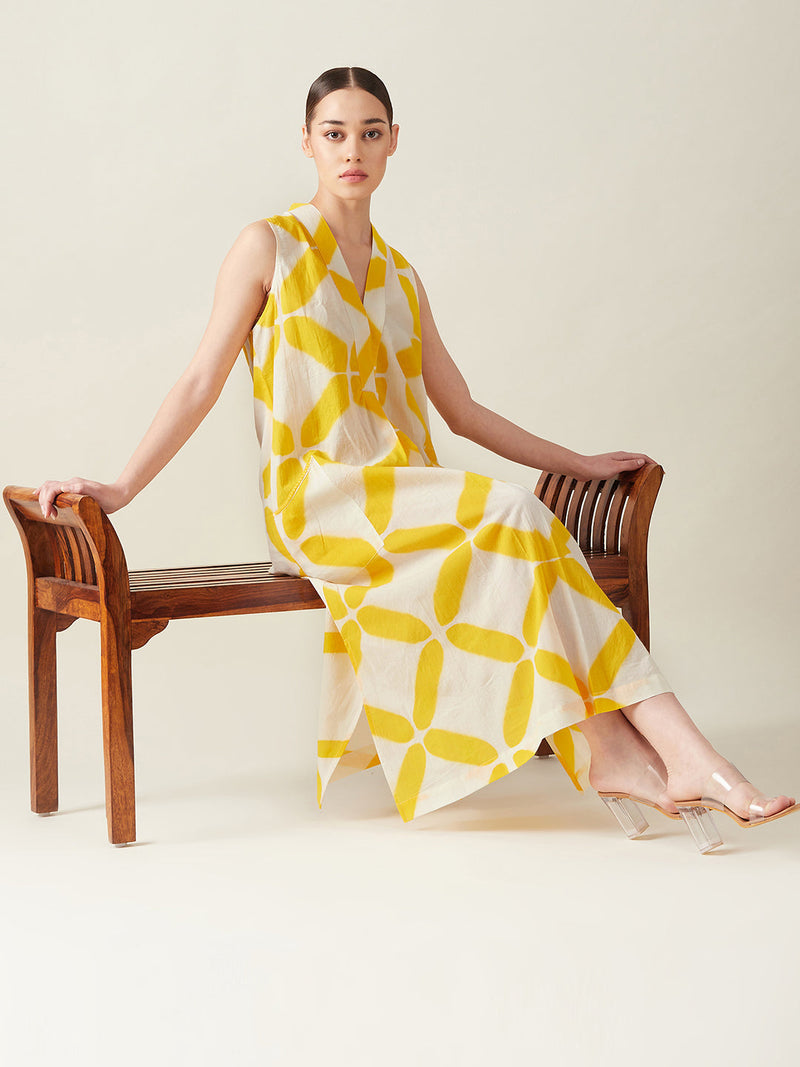 Summer A-line Dress cotton Artisan made - Block Printed by Aavidi for women Worldwide