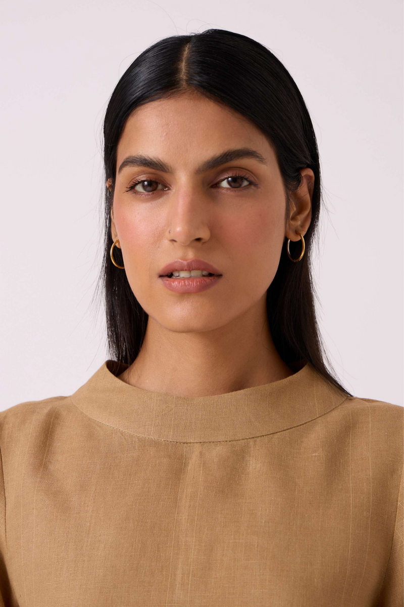 Bertie Tan Linen Top by The Summer House for women Worldwide