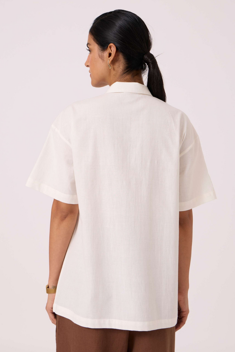 Alyosha Handwoven Embroidered Shirt cotton by The Summer House in white color for women Worldwide