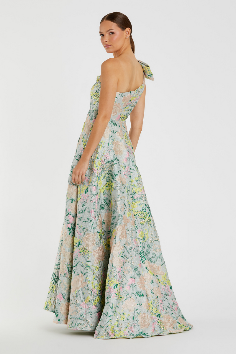 11919-Brocade Floral Dress-Pastel Multi mul by Mac Duggal in multi color for women Worldwide