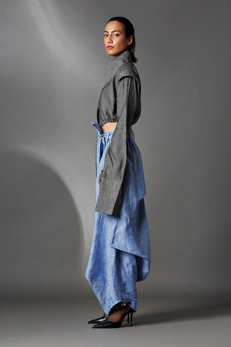 Abir Trousers in Blue-Light Blue by Chola in blue color for women Worldwide