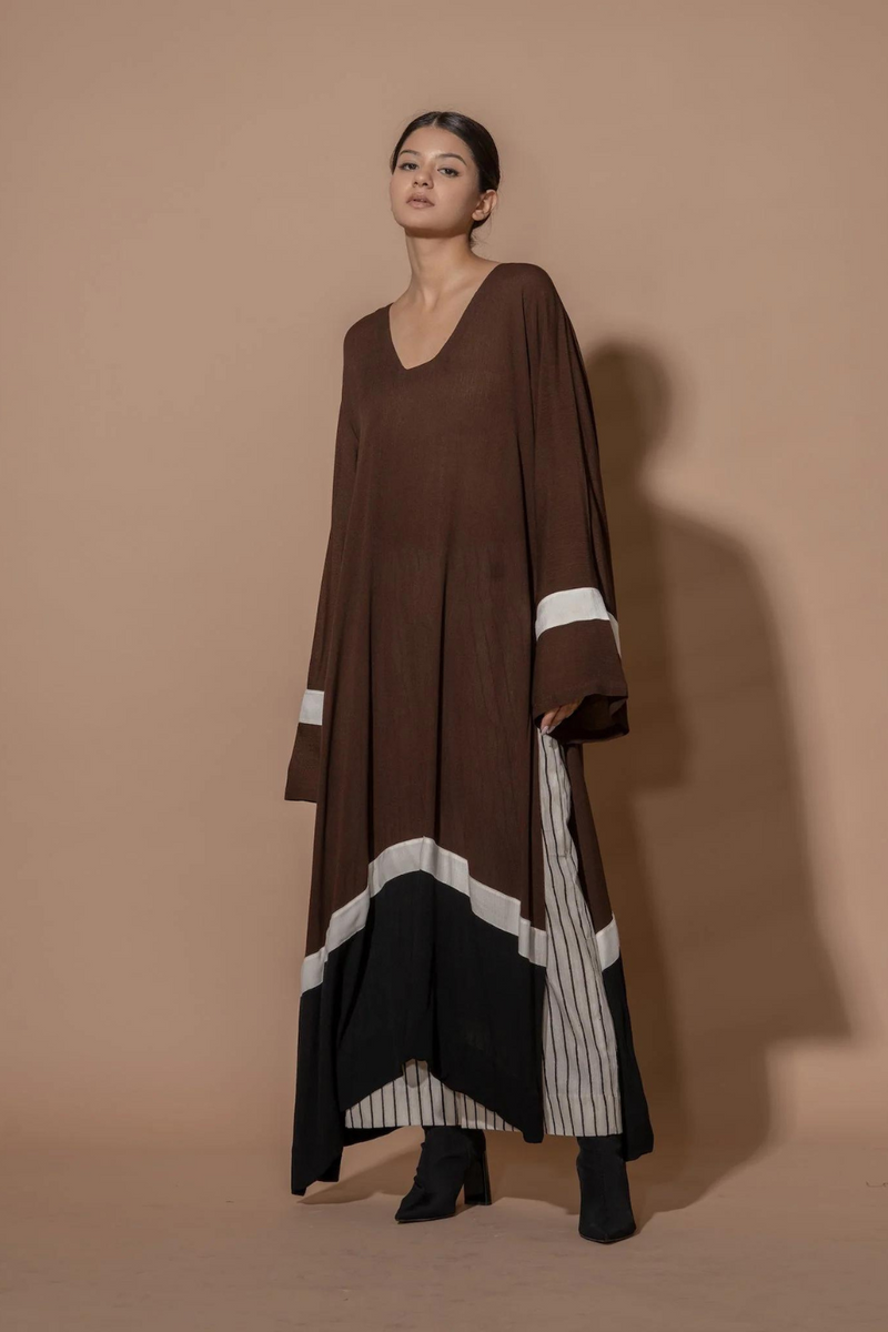 Saffron Tunic crushed cotton kaftans and tunics by Stoique in brown, red, off white for women Worldwide
