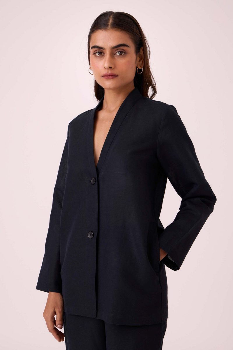 Darcy Black Jacket cotton by The Summer House in black color for women Worldwide