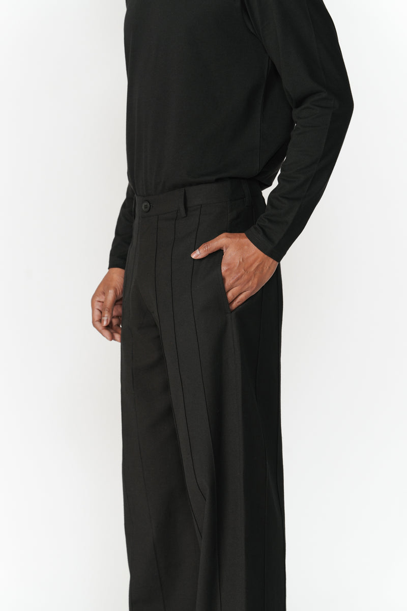 Straight Leg Pin-Tuck Pants pant/trouser by Turn Black in black for men Worldwide